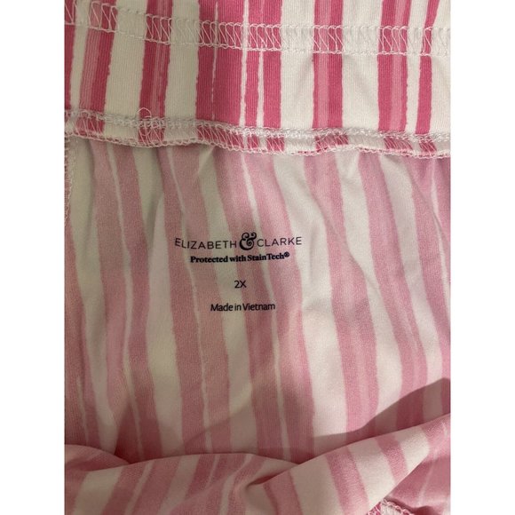 Elizabeth & Clarke Womens Striped wide leg Pants Pull on Pink white size 2X - Picture 4 of 11